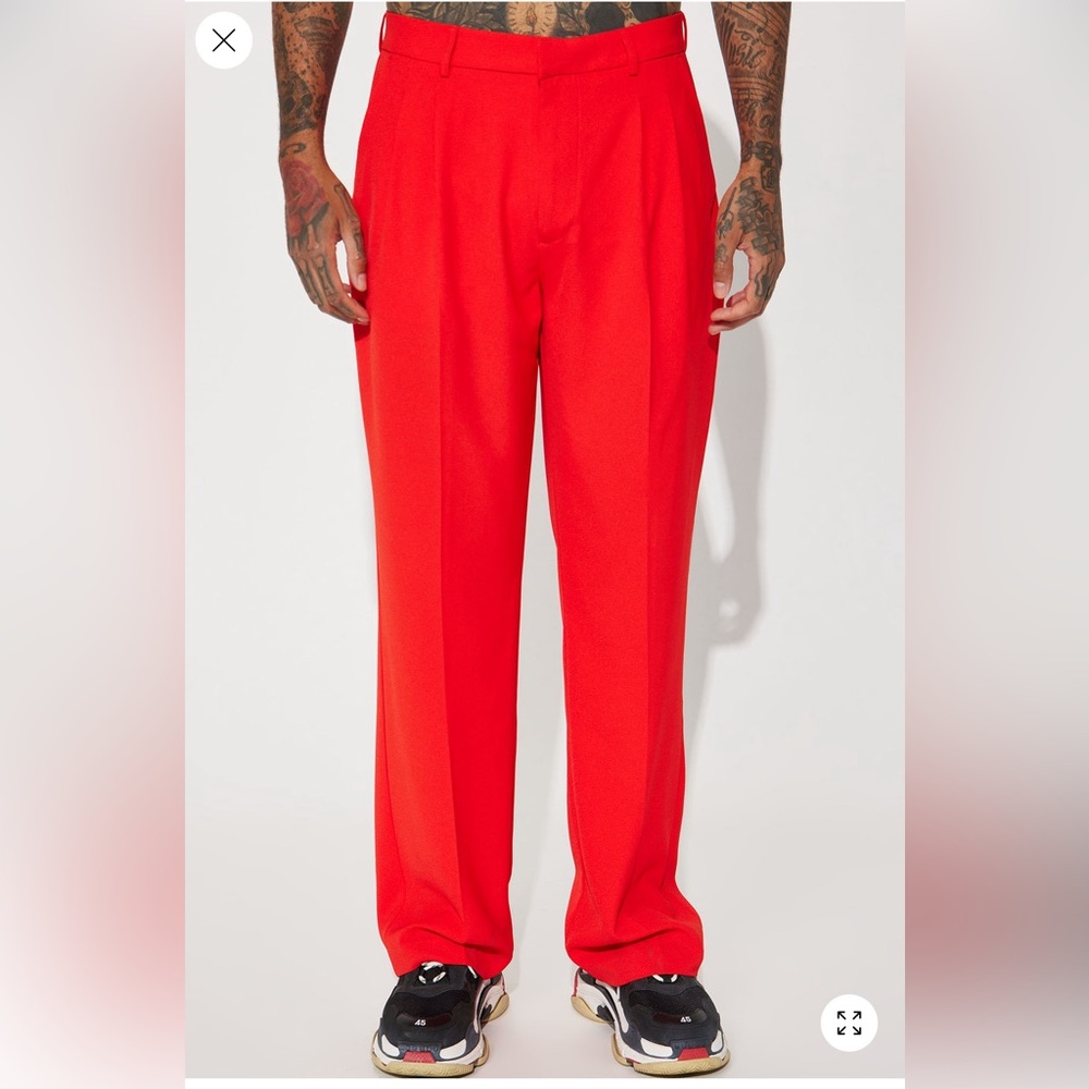 Fashion Nova Men’s Red Pleated Dress Pants